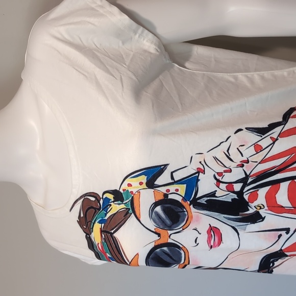 SHEIN White Fashionista Bold Multicolor Short Sleeve Graphic Tee Size Medium - Picture 2 of 9